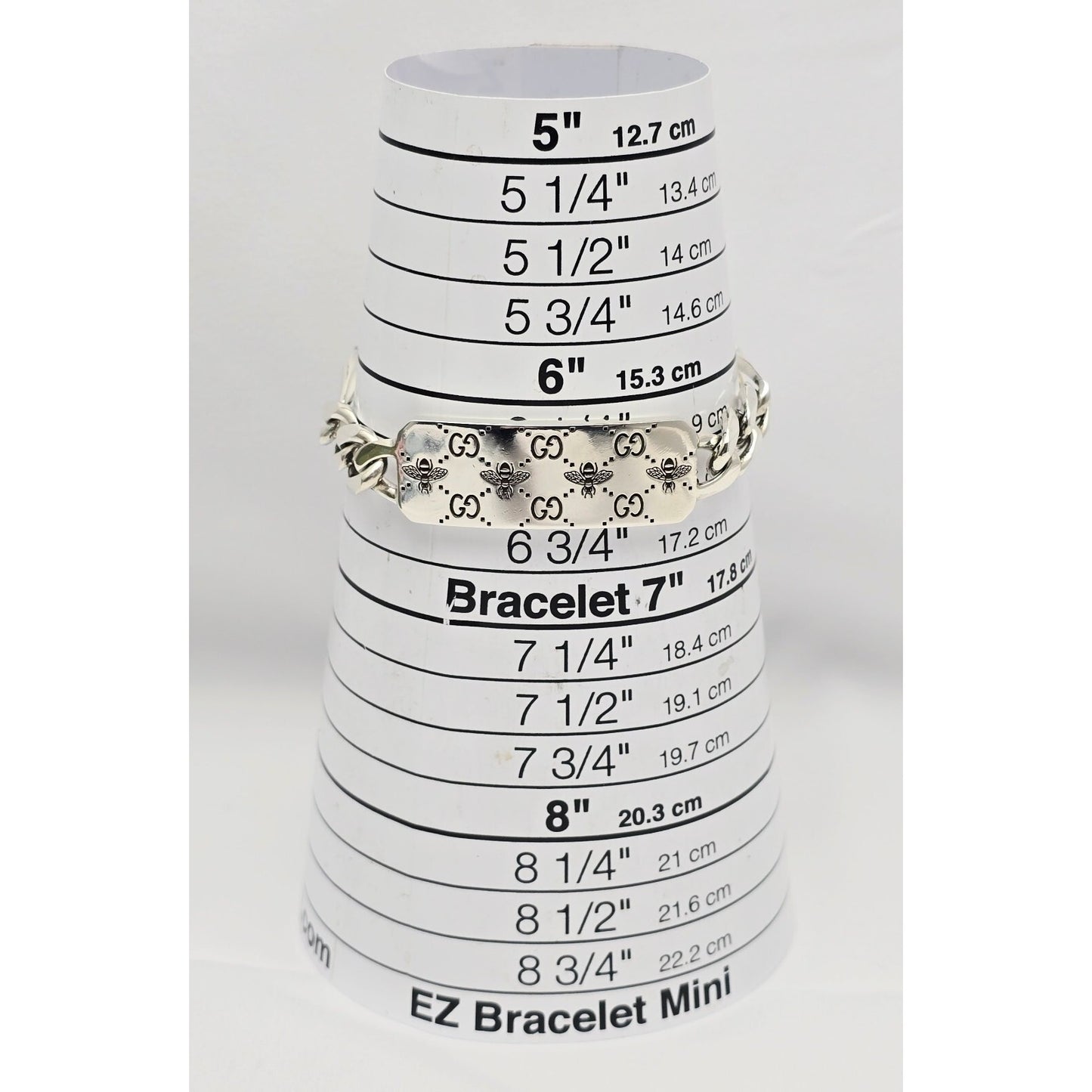 Gucci Sterling Silver 925 Signature Bee Motif and GG Link ID Bracelet