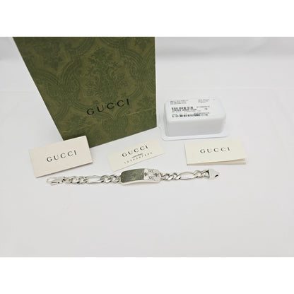 Gucci Sterling Silver 925 Signature Bee Motif and GG Link ID Bracelet