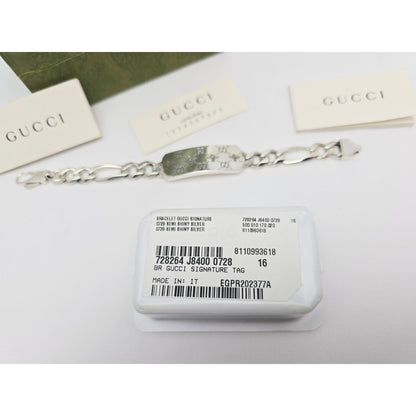 Gucci Sterling Silver 925 Signature Bee Motif and GG Link ID Bracelet