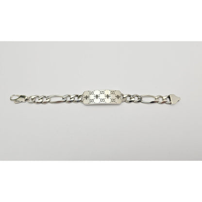 Gucci Sterling Silver 925 Signature Bee Motif and GG Link ID Bracelet