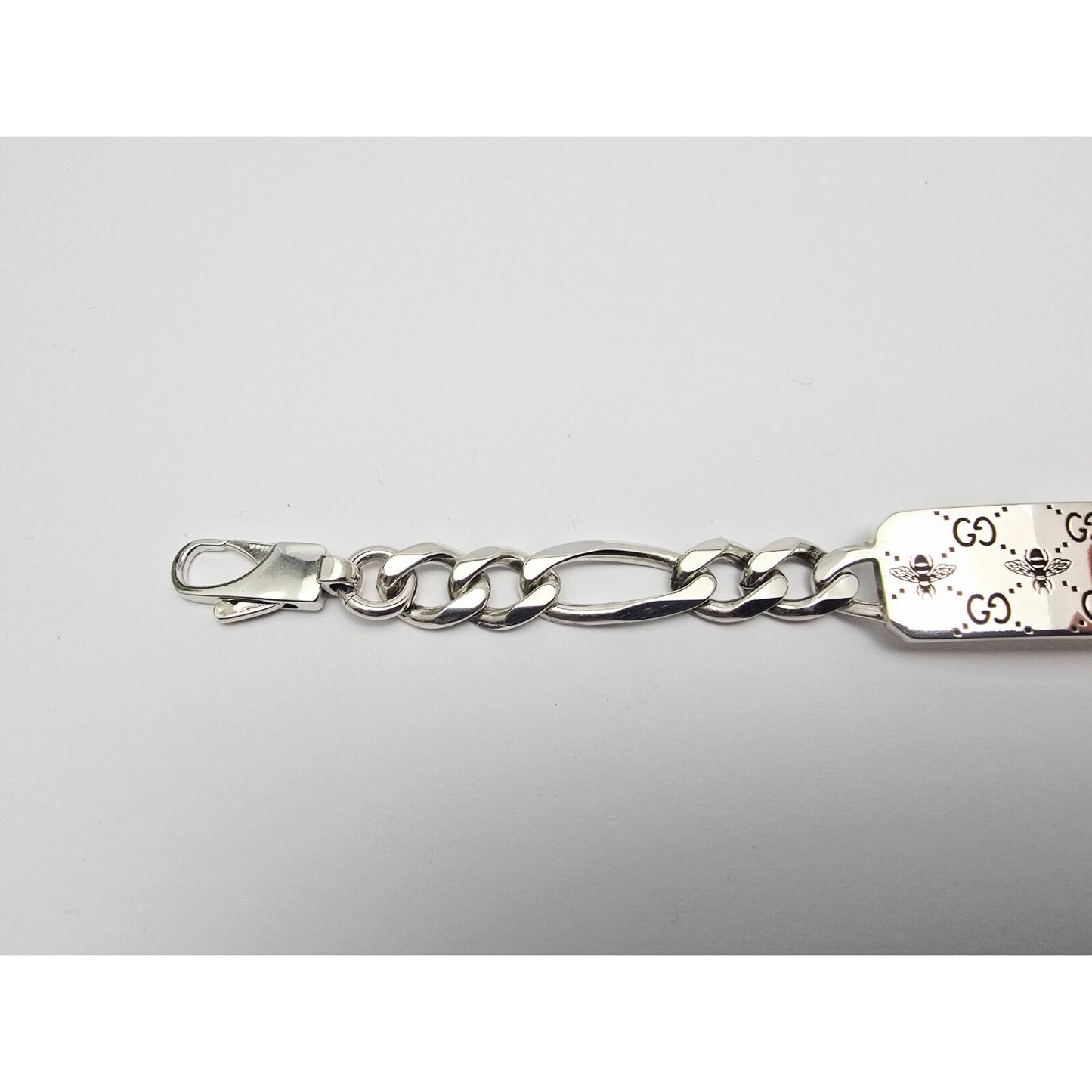 Gucci Sterling Silver 925 Signature Bee Motif and GG Link ID Bracelet