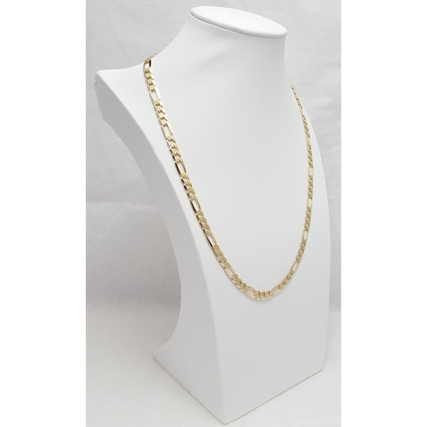 14K Yellow Gold Diamond Cut Figaro Link Chain Necklace