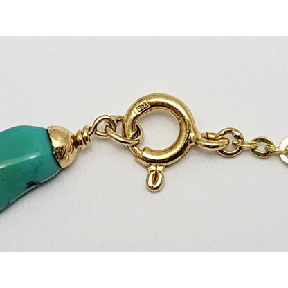 18K Yellow Gold Turquoise Link Chain Necklace