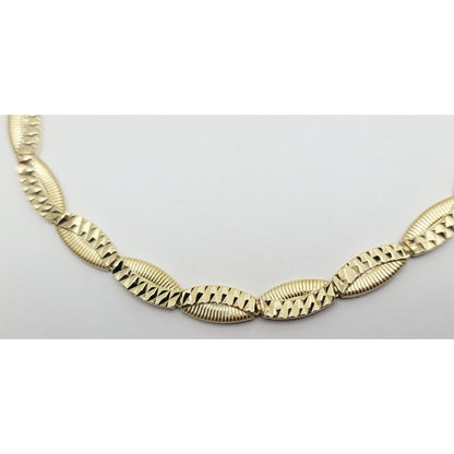 14K Solid Yellow Gold Diamond Cut Tennis Link Bracelet