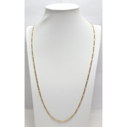 14K Two Tone Gold Diamond Cut Figaro Link Chain Necklace