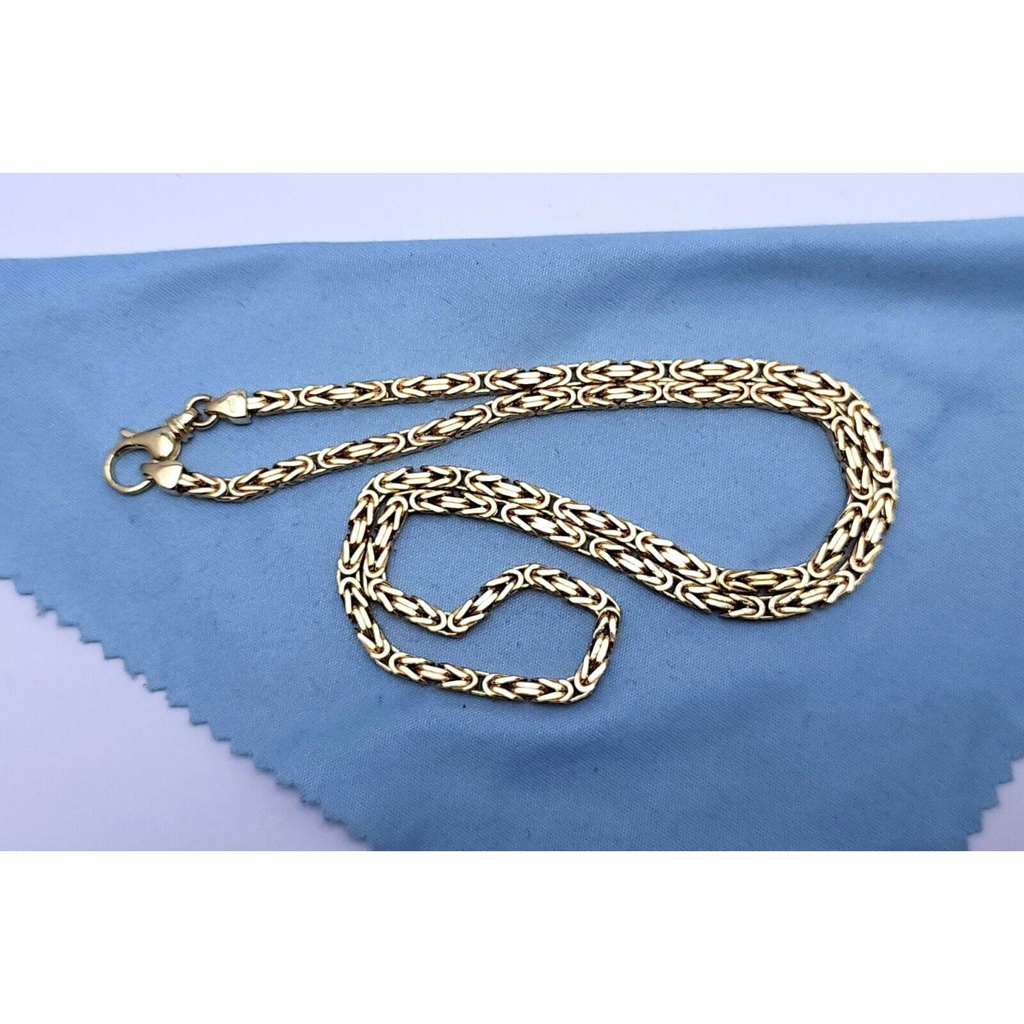 14K Yellow Gold Square Byzantine Link Chain Necklace