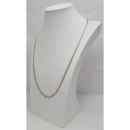 10K Tri Tone Gold Diamond Cut Link Chain Necklace