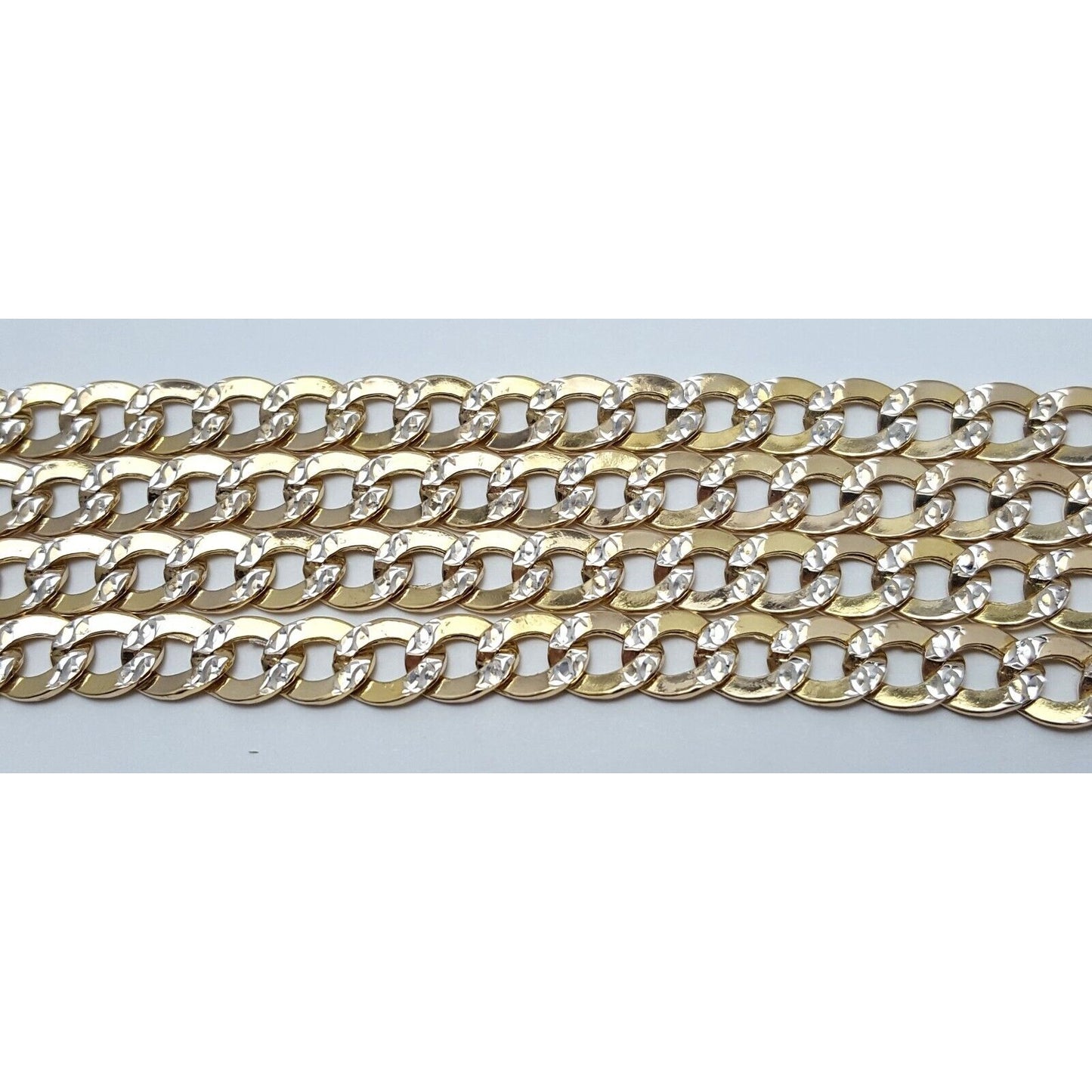 14K Two Tone Gold Diamond Cut Cuban Link Chain Necklace