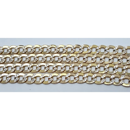 14K Two Tone Gold Diamond Cut Cuban Link Chain Necklace