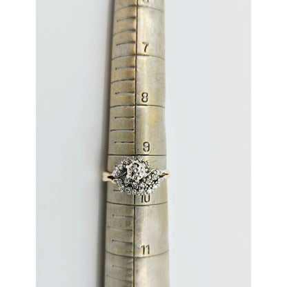 14K Two Tone Gold Spiral Floral Cluster Diamond Ring