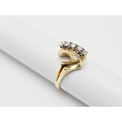 14K Yellow Gold 5 Round Diamond Ring