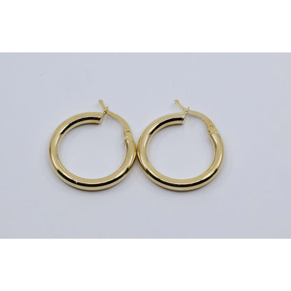 Medium 14K Yellow Gold Hinged Round Tube Hoop Earrings