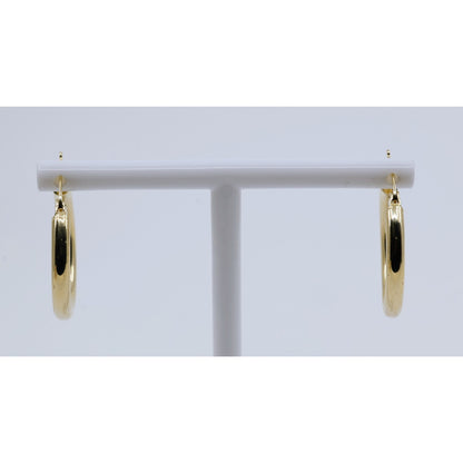 Medium 14K Yellow Gold Hinged Round Tube Hoop Earrings