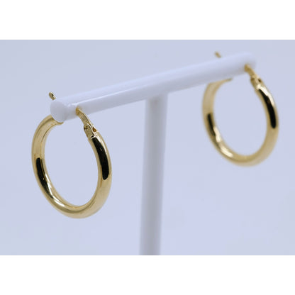 Medium 14K Yellow Gold Hinged Round Tube Hoop Earrings