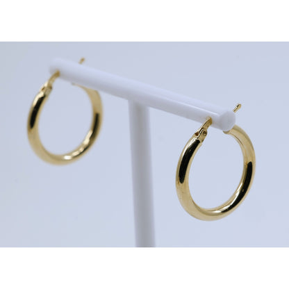 Medium 14K Yellow Gold Hinged Round Tube Hoop Earrings