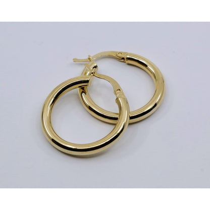 Medium 14K Yellow Gold Hinged Round Tube Hoop Earrings