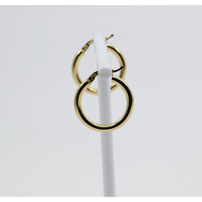 Medium 14K Yellow Gold Hinged Round Tube Hoop Earrings