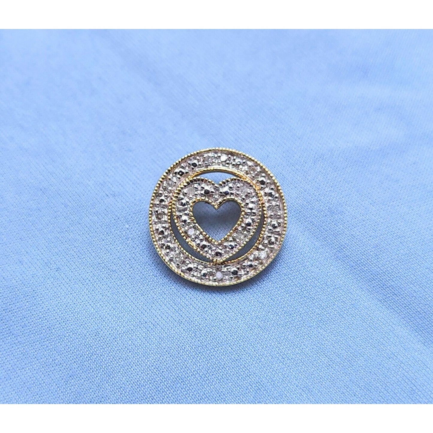 10K Yellow Gold Diamond Round Open Heart Charm Pendant