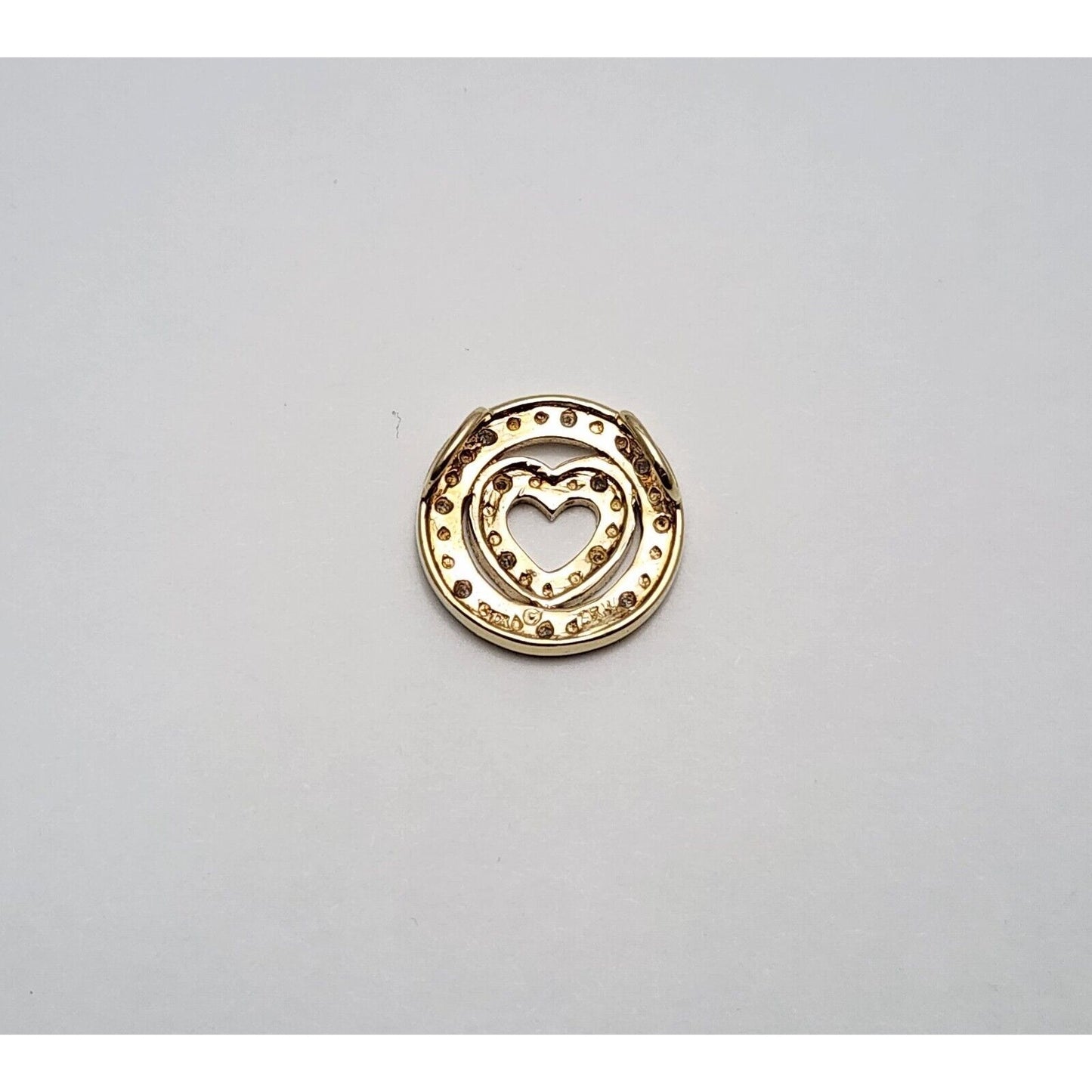 10K Yellow Gold Diamond Round Open Heart Charm Pendant