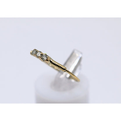 Vintage Thin 14K Yellow Gold 3 Stone Natural Diamond Ring