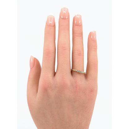 Vintage Thin 14K Yellow Gold 3 Stone Natural Diamond Ring