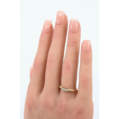 Vintage Thin 14K Yellow Gold 3 Stone Natural Diamond Ring