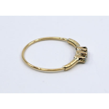 Vintage Thin 14K Yellow Gold 3 Stone Natural Diamond Ring