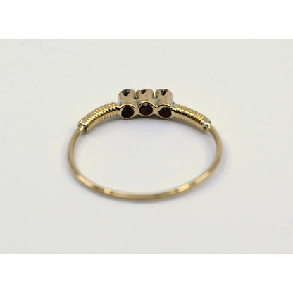 Vintage Thin 14K Yellow Gold 3 Stone Natural Diamond Ring