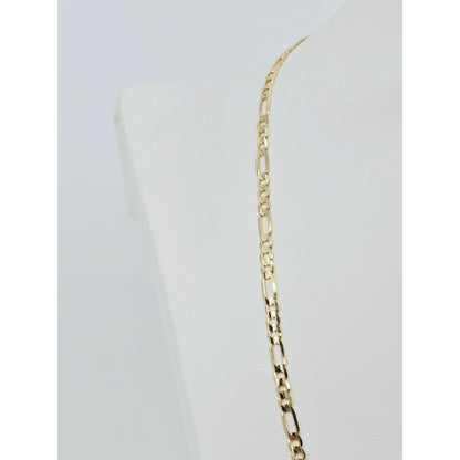 14K Yellow Gold Figaro Link Chain Necklace