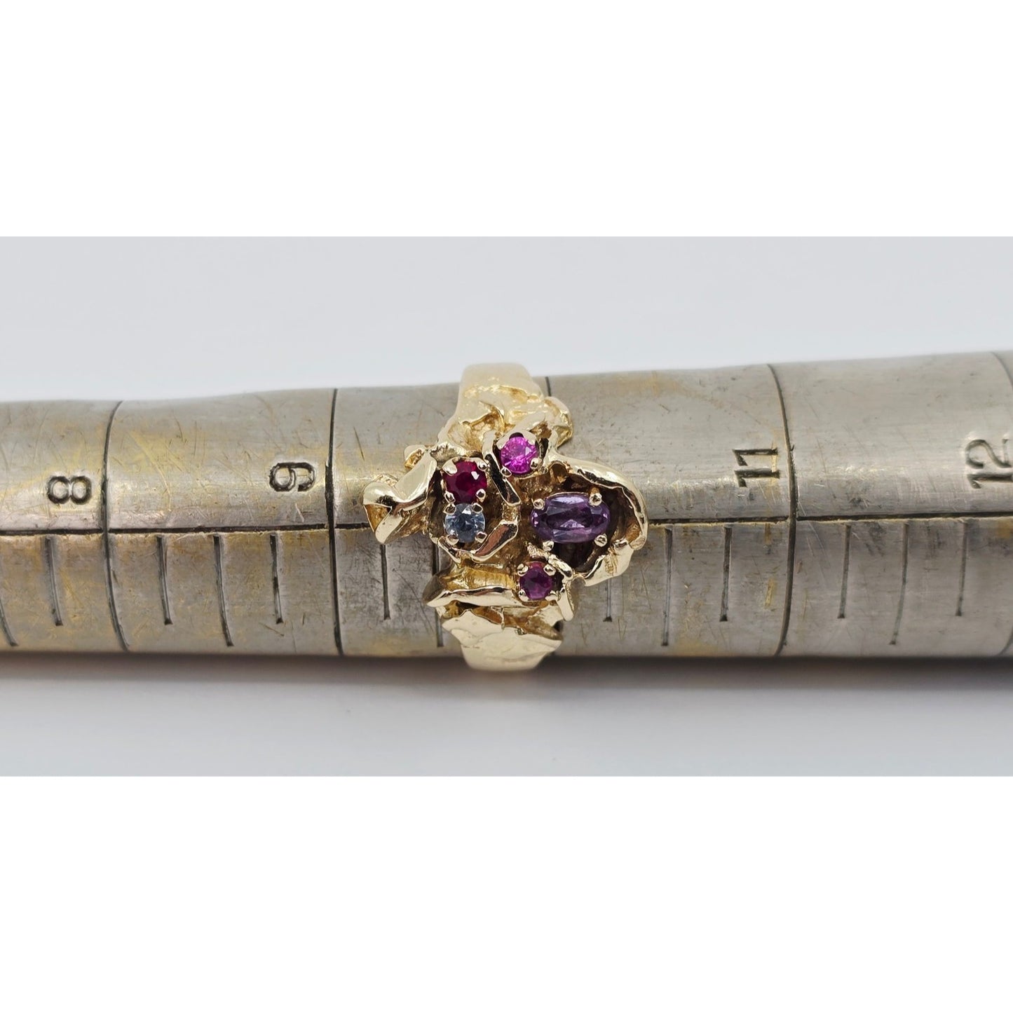 14K Yellow Gold Topaz, Aquamarine & Spinel Nugget Ring