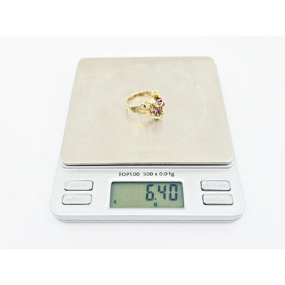 14K Yellow Gold Topaz, Aquamarine & Spinel Nugget Ring