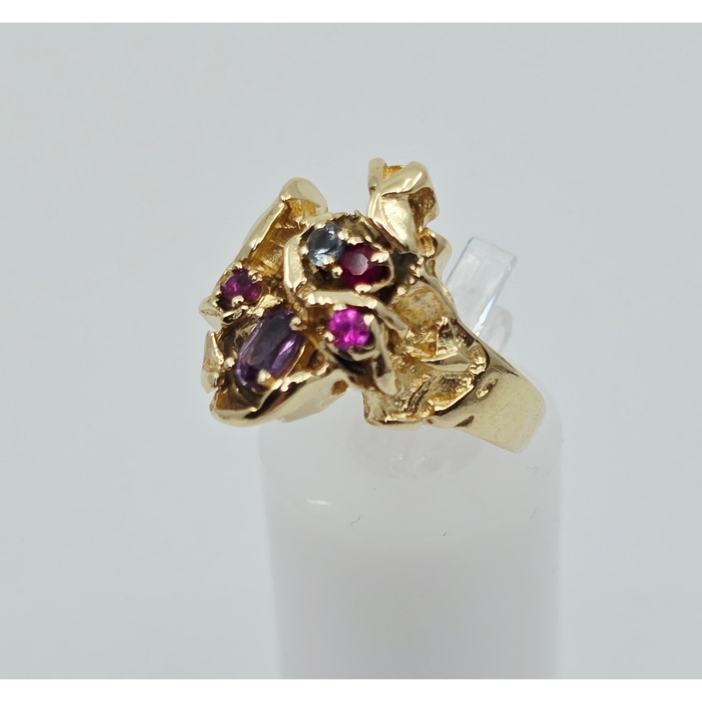 14K Yellow Gold Topaz, Aquamarine & Spinel Nugget Ring