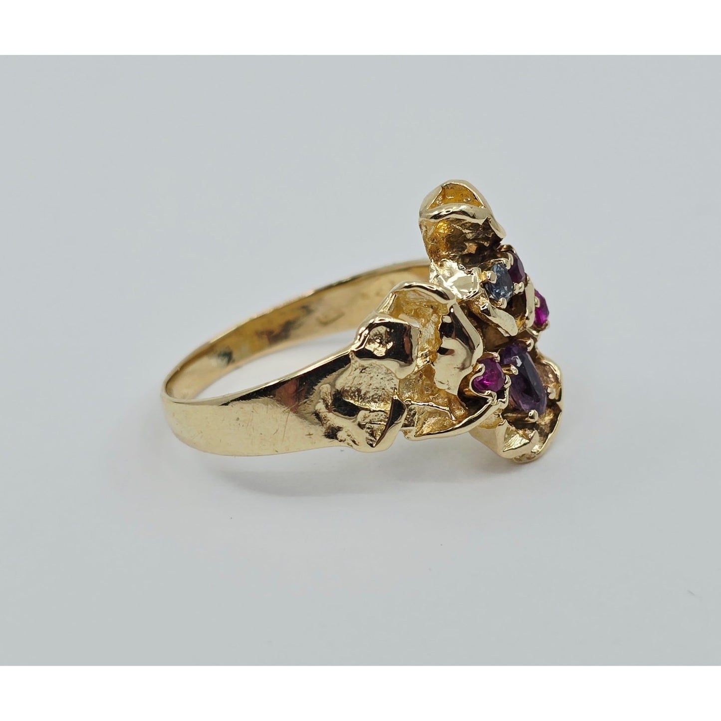 14K Yellow Gold Topaz, Aquamarine & Spinel Nugget Ring