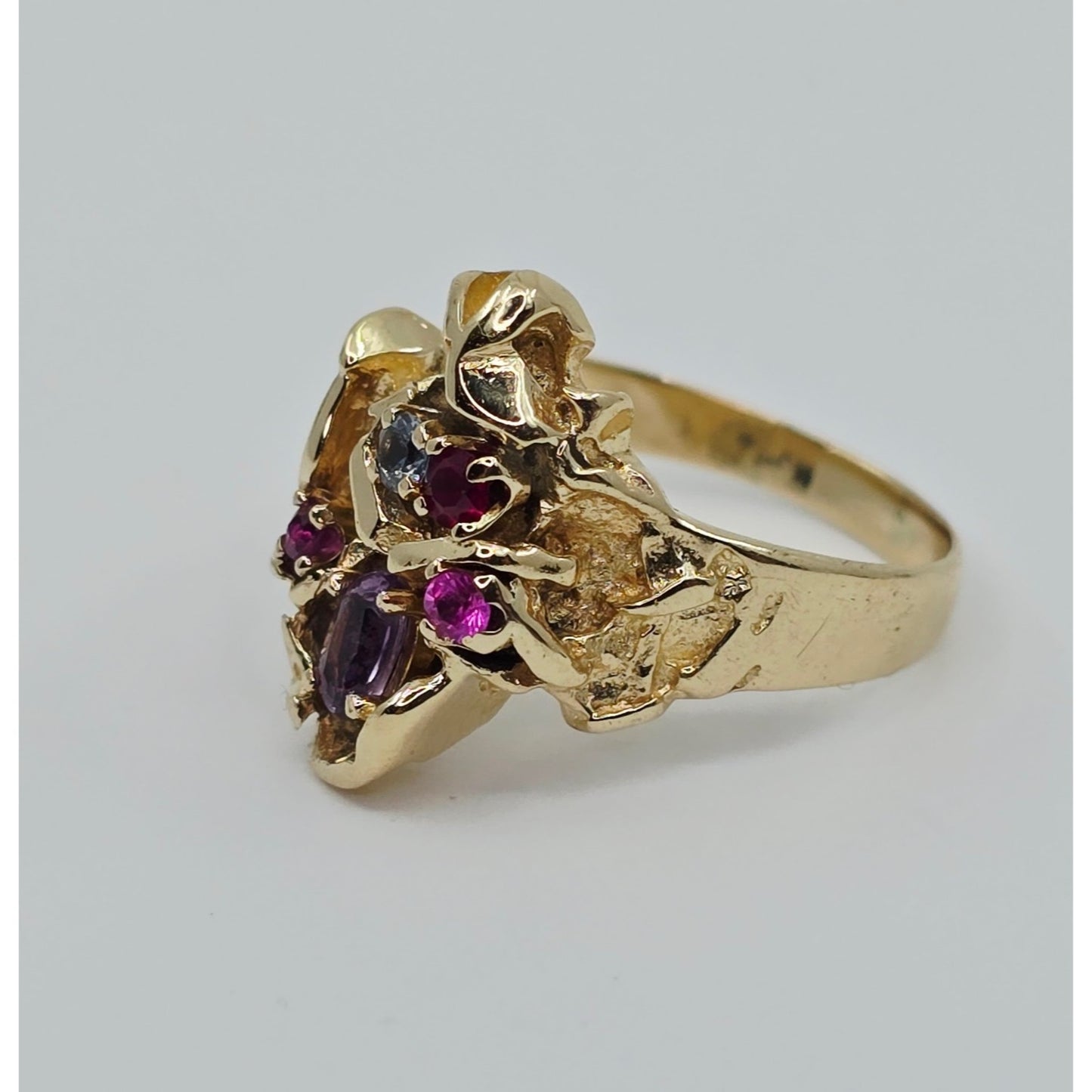 14K Yellow Gold Topaz, Aquamarine & Spinel Nugget Ring
