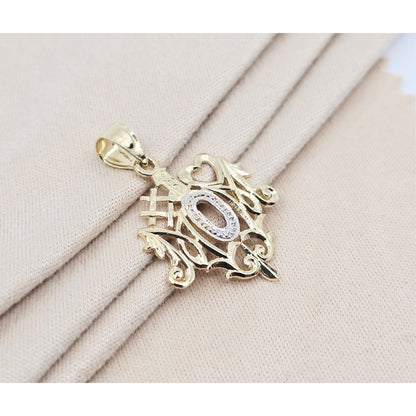 14K Two Tone Gold "#1 Mom" Mothers Day Charm Pendant