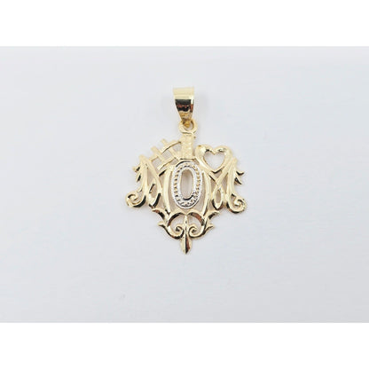 14K Two Tone Gold "#1 Mom" Mothers Day Charm Pendant