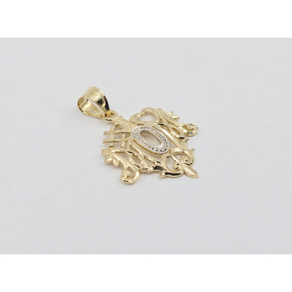 14K Two Tone Gold "#1 Mom" Mothers Day Charm Pendant