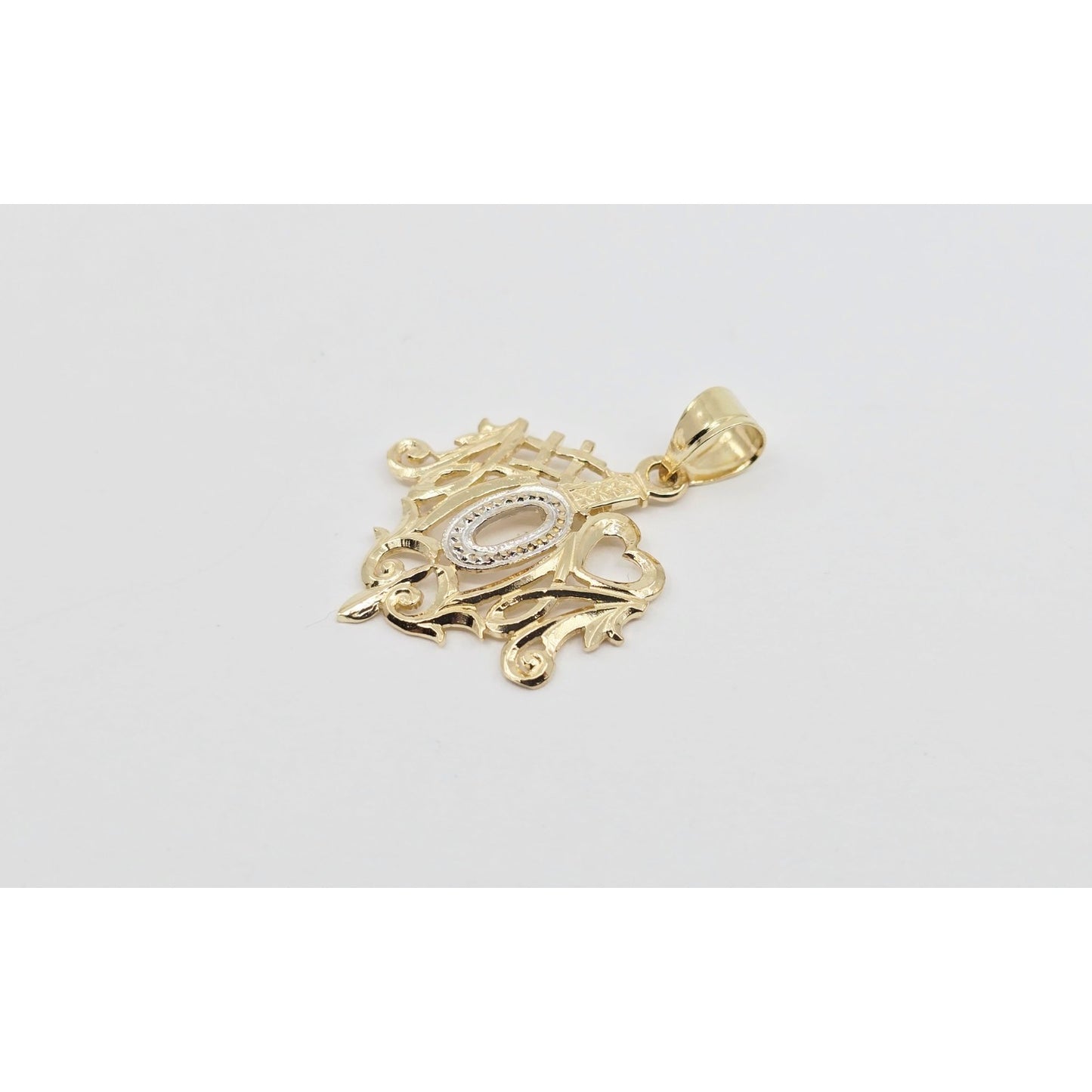 14K Two Tone Gold "#1 Mom" Mothers Day Charm Pendant
