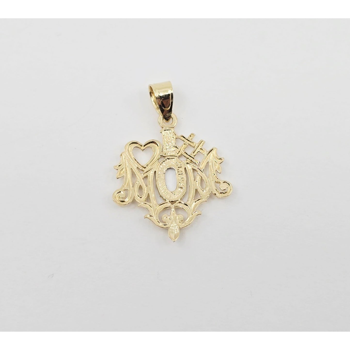 14K Two Tone Gold "#1 Mom" Mothers Day Charm Pendant