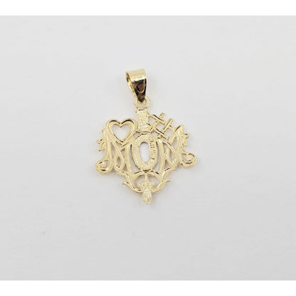 14K Two Tone Gold "#1 Mom" Mothers Day Charm Pendant
