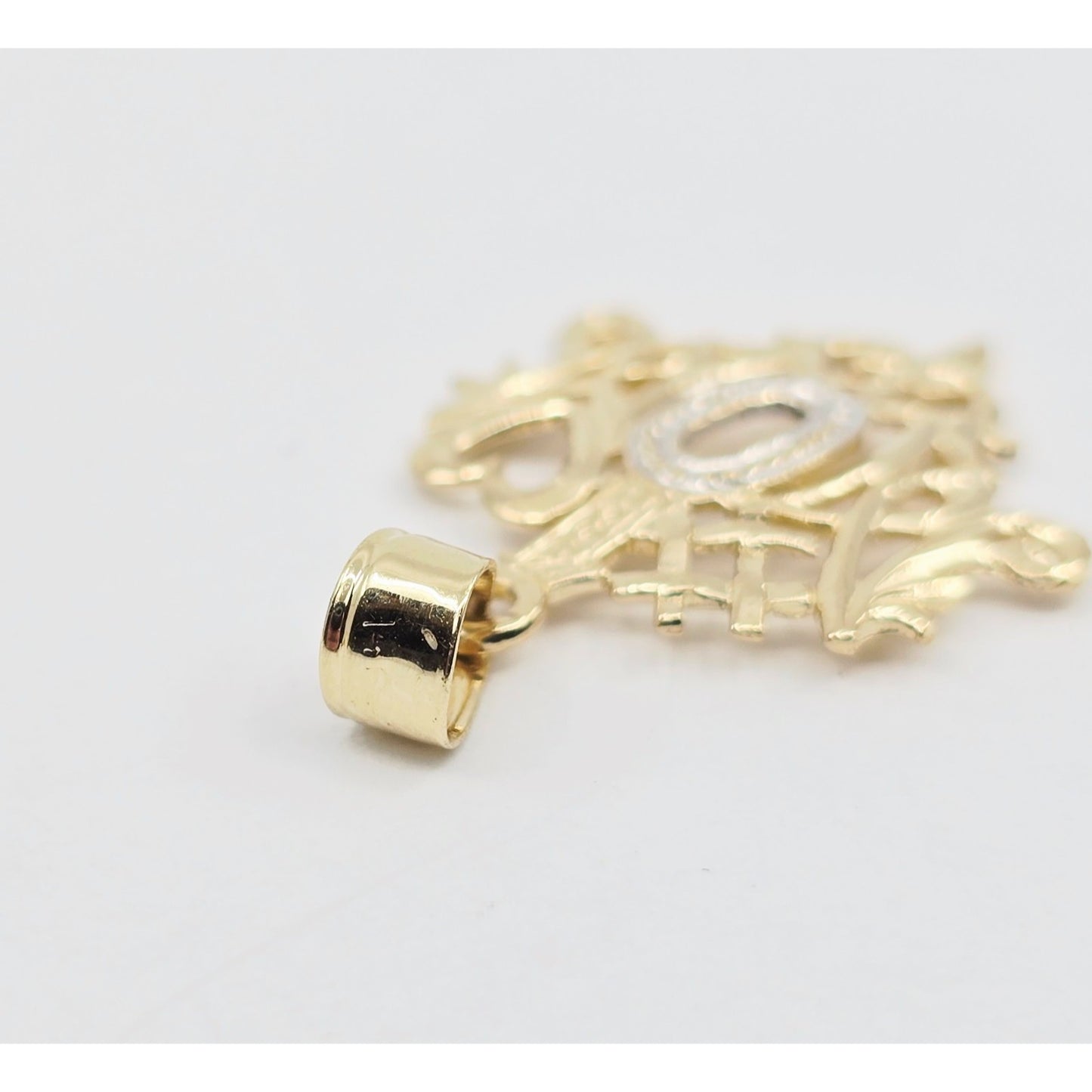 14K Two Tone Gold "#1 Mom" Mothers Day Charm Pendant