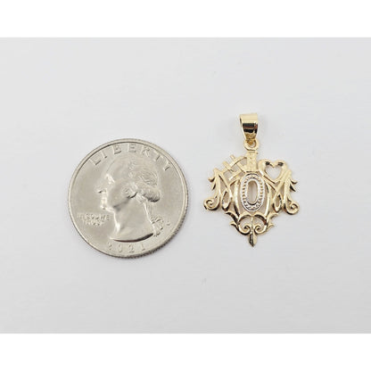 14K Two Tone Gold "#1 Mom" Mothers Day Charm Pendant