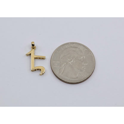 14K Yellow Gold Armenian Initial Letter " E " Charm Pendant