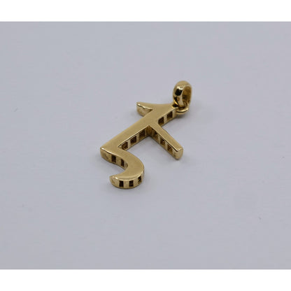 14K Yellow Gold Armenian Initial Letter " E " Charm Pendant