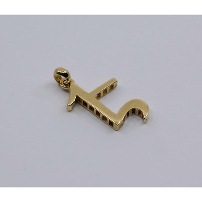 14K Yellow Gold Armenian Initial Letter " E " Charm Pendant