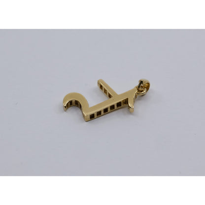 14K Yellow Gold Armenian Initial Letter " E " Charm Pendant