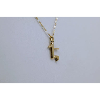 14K Yellow Gold Armenian Initial Letter " E " Charm Pendant