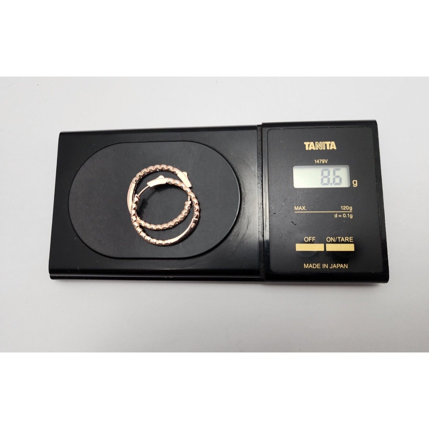 14K Rose Gold Double Sided Diamond Round Hoop Earrings