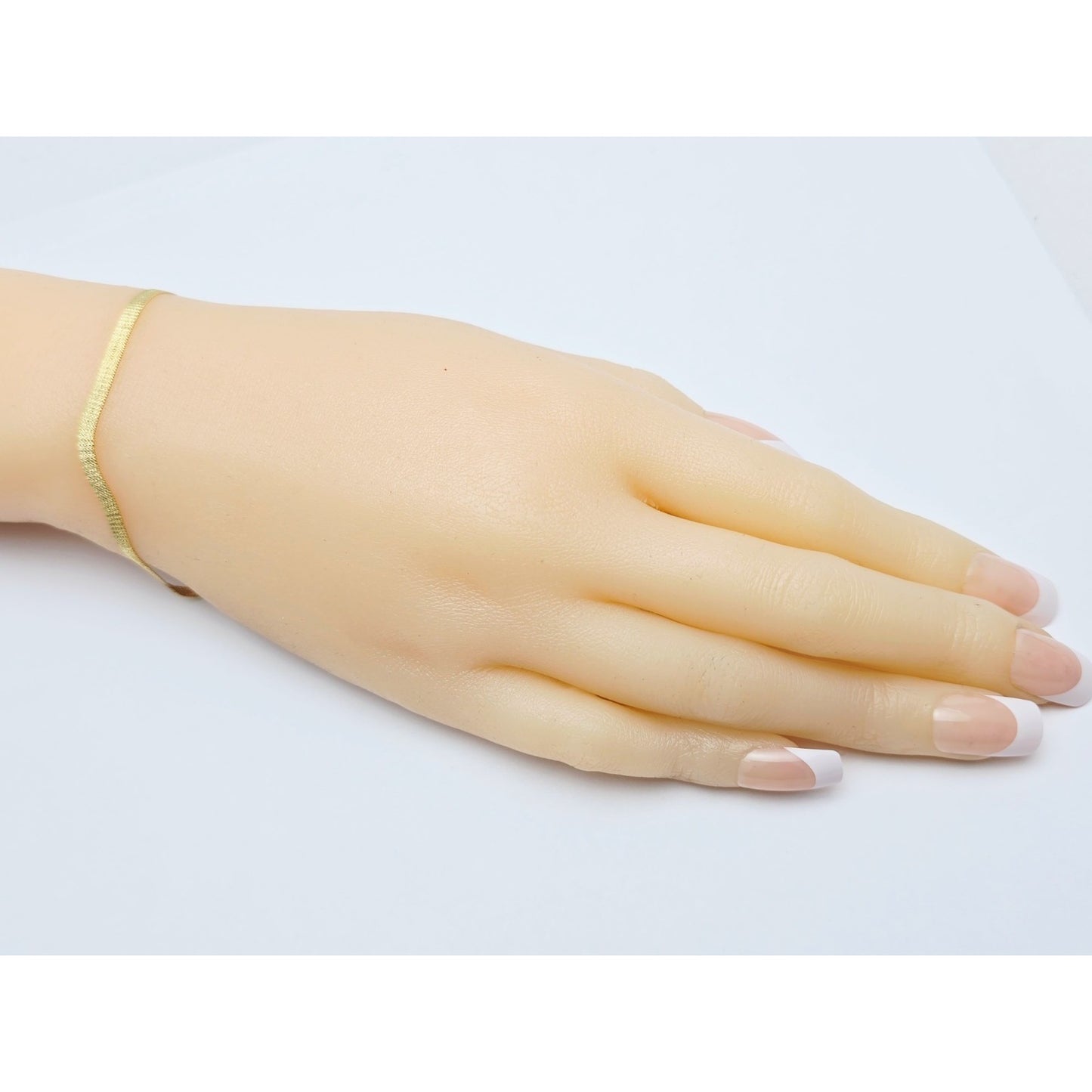 14K Yellow Gold Flat Mesh Herringbone Style Bracelet