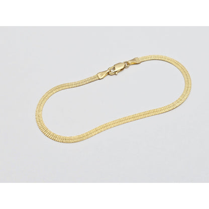 14K Yellow Gold Flat Mesh Herringbone Style Bracelet